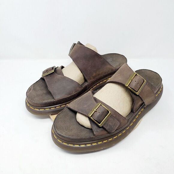Dr Doc Martens Sandals Mens 14 Platform 2 Strap Buckle Brown Shoes Casual Y2K - Picture 2 of 10